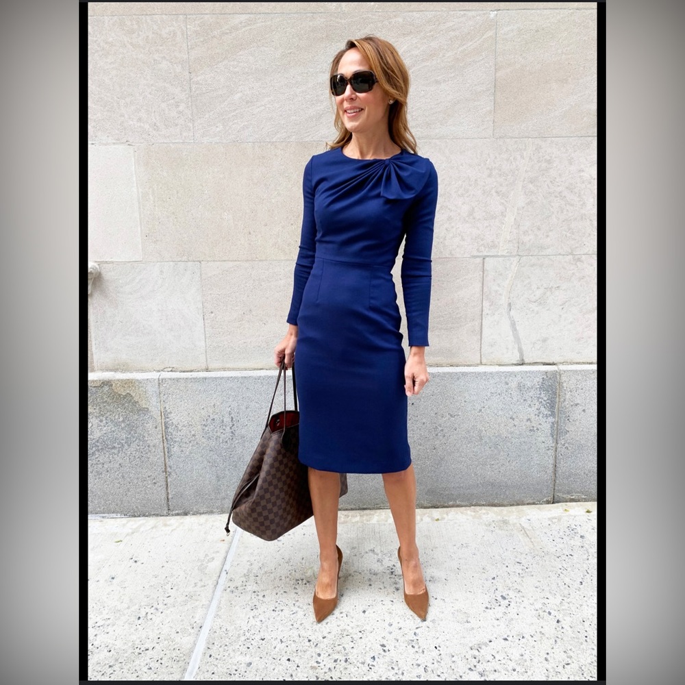 The Fold Wool Blend Sheath Dress Mini Office Work Bow Sz 6 UK/2 US